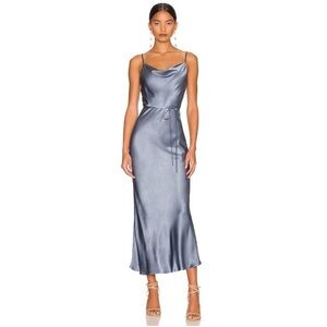 SHONA JOY La Lune Bias Cowl Midi Dress Blue Smoke​